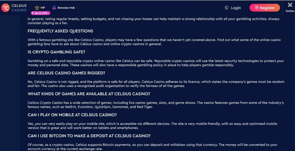 Celsius Casino Review - 2026
