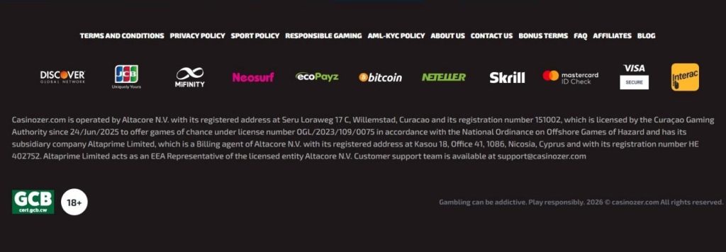 Casinozer Casino Review - 2026